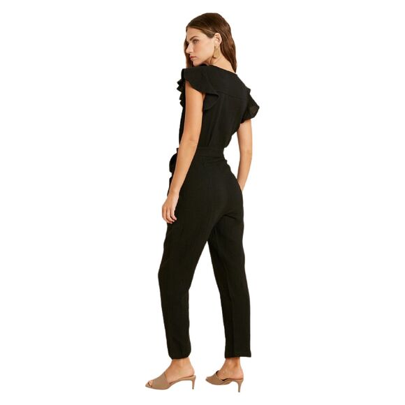 Wishlist cotton sleeveless button down jumpsuit black size large - Picture 3 of 9